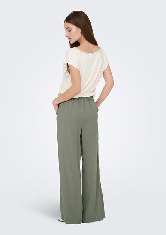 ONLY Onlaris - 15337956 Kadın Yeşil Normal Bel Pantolon