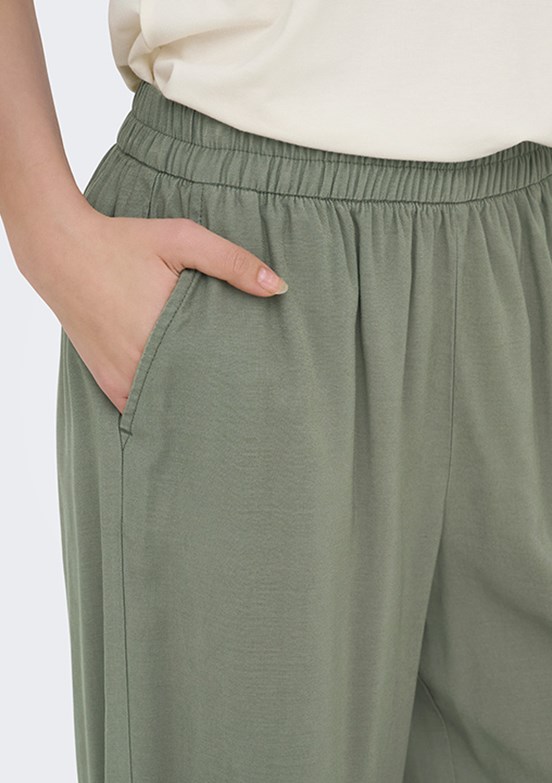 ONLY Onlaris - 15337956 Kadın Yeşil Normal Bel Pantolon