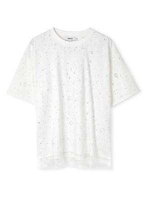 İPEKYOL - IS1260070098 Kadın Beyaz Desenli T-Shirt