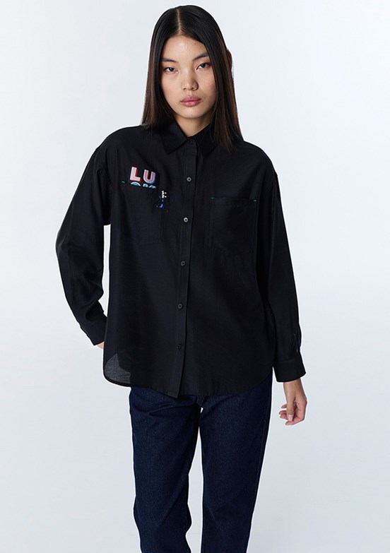 TWİST - TS1260025159 Kadın Siyah Uzun Kol Gömlek