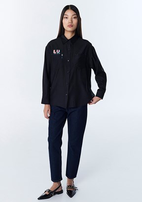 TWİST - TS1260025159 Kadın Siyah Uzun Kol Gömlek