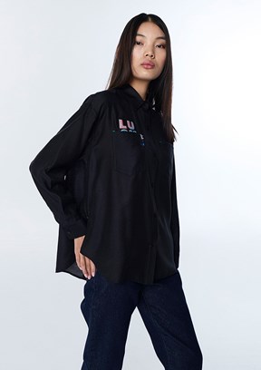 TWİST - TS1260025159 Kadın Siyah Uzun Kol Gömlek