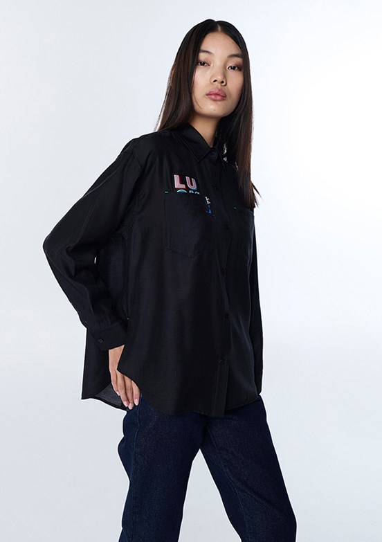 TWİST - TS1260025159 Kadın Siyah Uzun Kol Gömlek