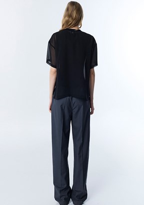 TWİST - TS1260006082 Kadın Siyah Baskılı Bluz