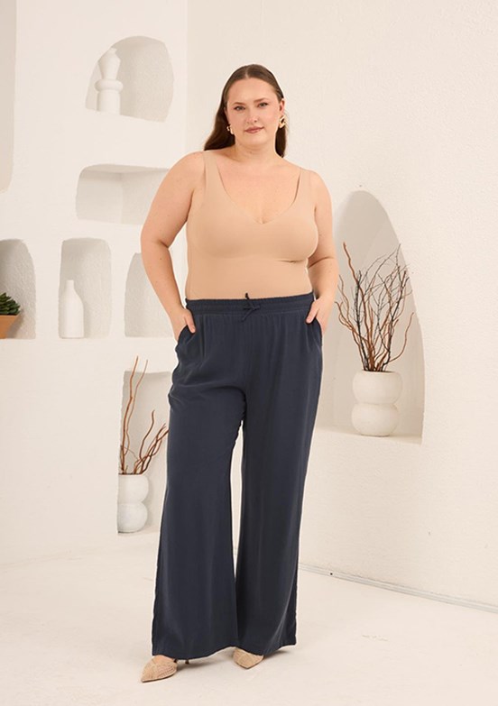 RMG -1857 Kadın Lacivert Normal Bel Pantolon