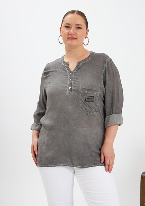 RMG -  O6649 Kadın Füme Basic Bluz