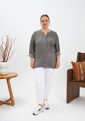 RMG -  O6649 Kadın Füme Basic Bluz