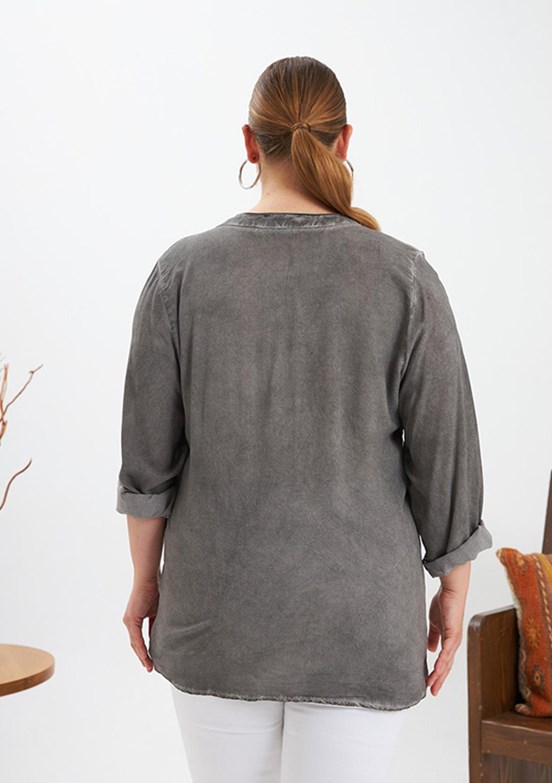 RMG -  O6649 Kadın Füme Basic Bluz