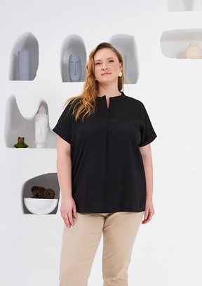 RMG - O6666B Kadın Siyah Basic Bluz