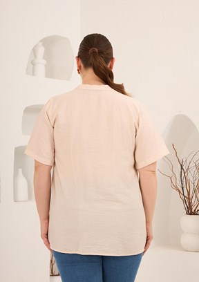 RMG - O6844 Kadın Bej Basic Bluz