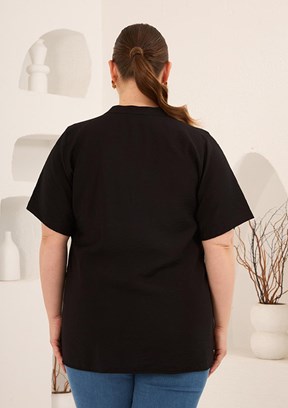 RMG - O6844 Kadın Siyah Basic Bluz