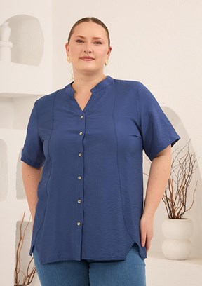 RMG - O6844 Kadın Lacivert Basic Bluz