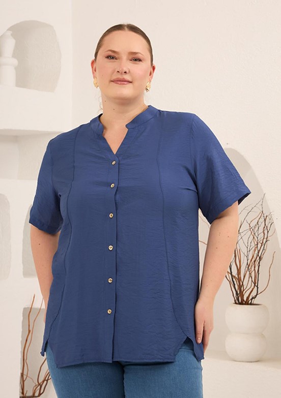 RMG - O6844 Kadın Lacivert Basic Bluz