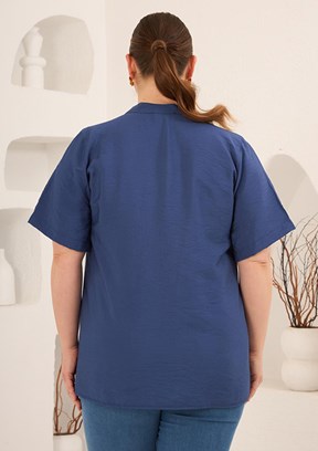 RMG - O6844 Kadın Lacivert Basic Bluz