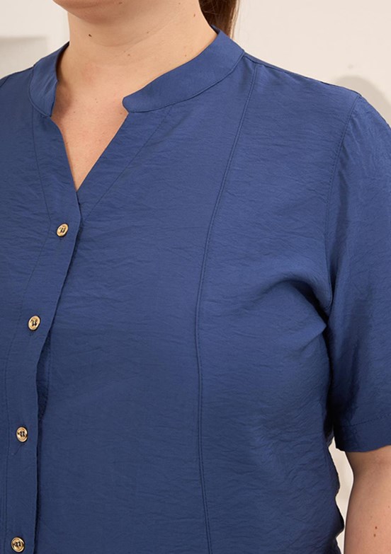 RMG - O6844 Kadın Lacivert Basic Bluz