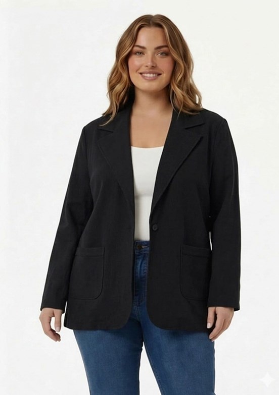 RMG - O6870 Kadın Siyah Basic Ceket