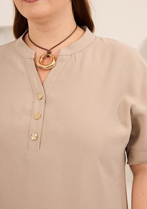 RMG - O6826 Kadın Beyaz Basic Bluz
