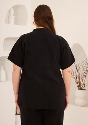 RMG - O6826 Kadın Siyah Basic Bluz