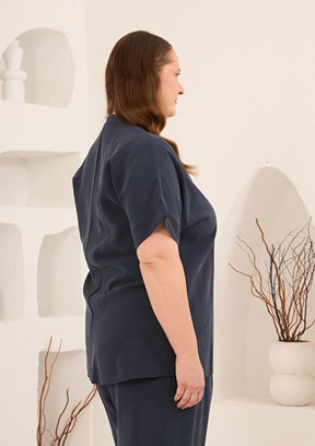 RMG - O6826 Kadın Lacivert Basic Bluz