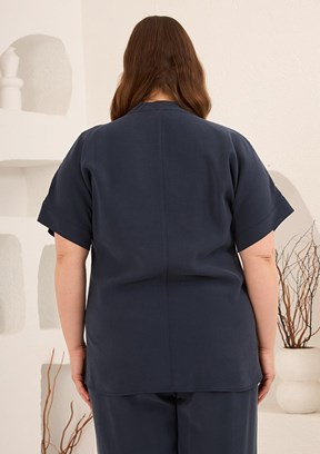 RMG - O6826 Kadın Lacivert Basic Bluz