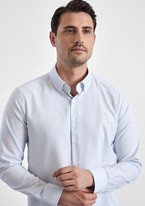 SÜVARİ - GM1008400366 Erkek Mavi Buz Slim Gömlek