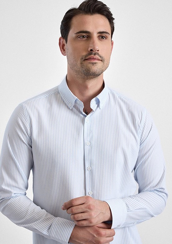 SÜVARİ - GM1008400366 Erkek Mavi Buz Slim Gömlek