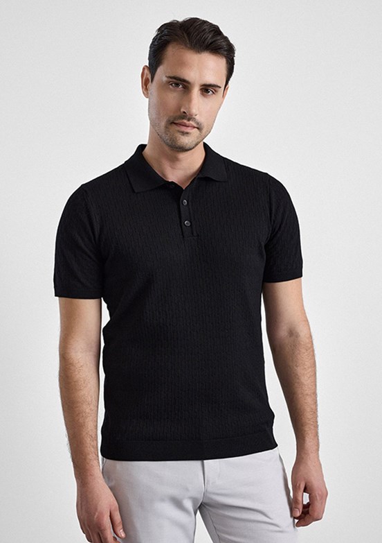 SÜVARİ - STR2013700008 Erkek Siyah Triko T-Shirt