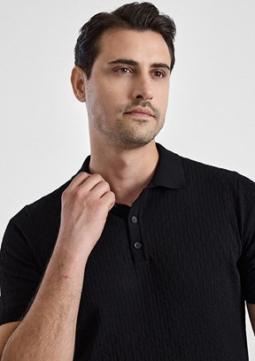 SÜVARİ - STR2013700008 Erkek Siyah Triko T-Shirt