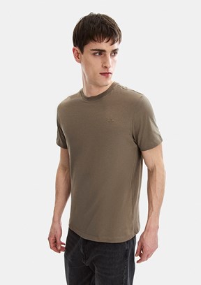 BACKANDBOND - B35S10004 Erkek Bej Bisiklet Yaka T-Shirt