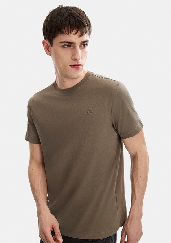BACKANDBOND - B35S10004 Erkek Bej Bisiklet Yaka T-Shirt