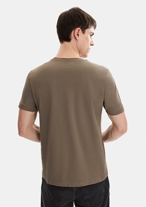 BACKANDBOND - B35S10004 Erkek Bej Bisiklet Yaka T-Shirt