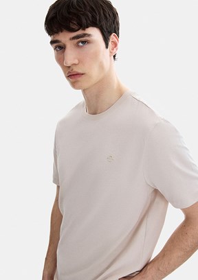 BACKANDBOND - B35S10004 Erkek Bej Bisiklet Yaka T-Shirt