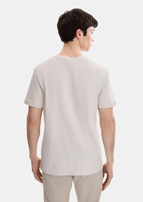 BACKANDBOND - B35S10004 Erkek Bej Bisiklet Yaka T-Shirt