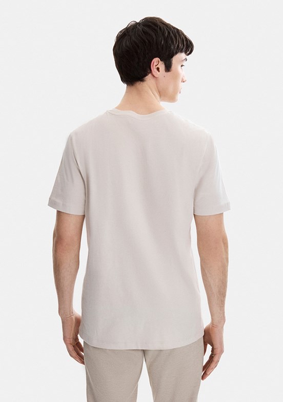 BACKANDBOND - B35S10004 Erkek Bej Bisiklet Yaka T-Shirt