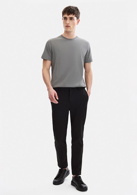 BACKANDBOND - B35S10004 Erkek Gri Bisiklet Yaka T-Shirt