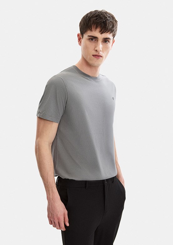 BACKANDBOND - B35S10004 Erkek Gri Bisiklet Yaka T-Shirt