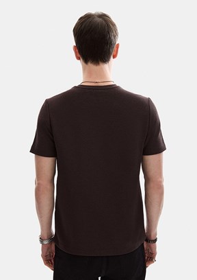 BACKANDBOND - B35S10062 Erkek Kahverengi Bisiklet Yaka T-Shirt