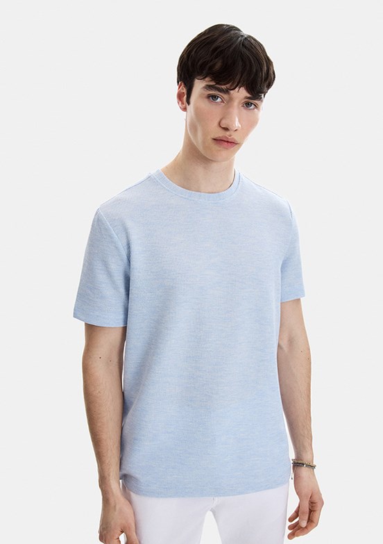 BACKANDBOND - B35S10062 Erkek Mavi Bisiklet Yaka T-Shirt