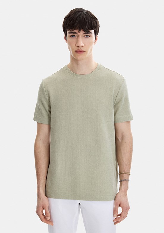 BACKANDBOND - B35S10062 Erkek Yeşil Bisiklet Yaka T-Shirt
