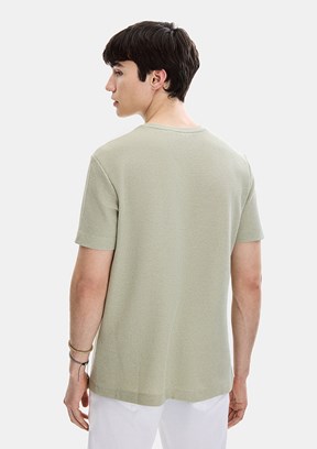 BACKANDBOND - B35S10062 Erkek Yeşil Bisiklet Yaka T-Shirt