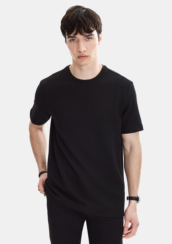 BACKANDBOND - B35S10062 Erkek Siyah Bisiklet Yaka T-Shirt