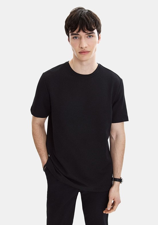 BACKANDBOND - B35S10062 Erkek Siyah Bisiklet Yaka T-Shirt