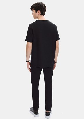 BACKANDBOND - B35S10062 Erkek Siyah Bisiklet Yaka T-Shirt