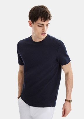 BACKANDBOND - B35S10062 Erkek Lacivert Bisiklet Yaka T-Shirt