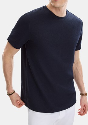 BACKANDBOND - B35S10062 Erkek Lacivert Bisiklet Yaka T-Shirt