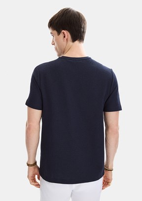 BACKANDBOND - B35S10062 Erkek Lacivert Bisiklet Yaka T-Shirt