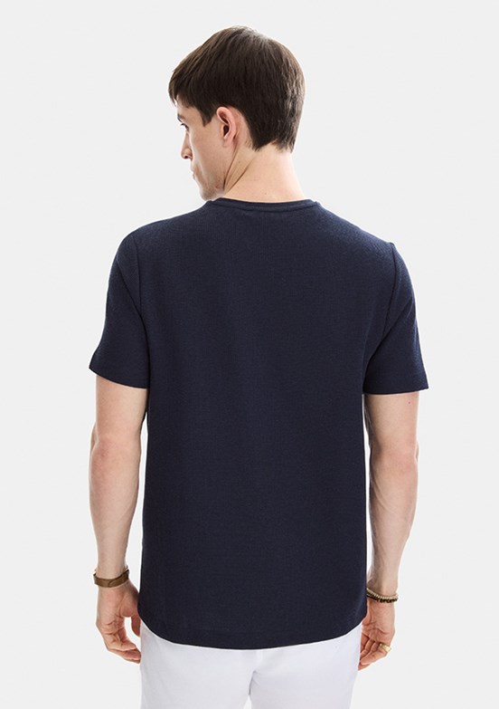 BACKANDBOND - B35S10062 Erkek Lacivert Bisiklet Yaka T-Shirt
