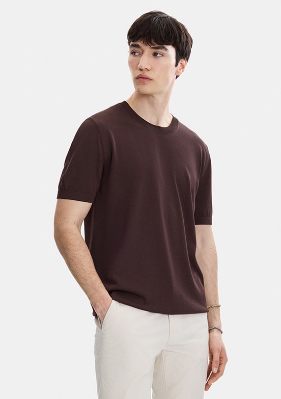 BACKANDBOND - B35S40019 Erkek Kahverengi Triko T-Shirt