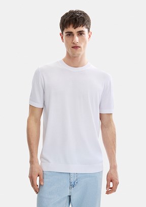 BACKANDBOND - B35S40019 Erkek Beyaz Triko T-Shirt