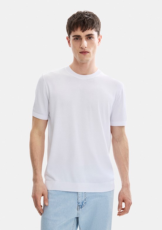 BACKANDBOND - B35S40019 Erkek Beyaz Triko T-Shirt